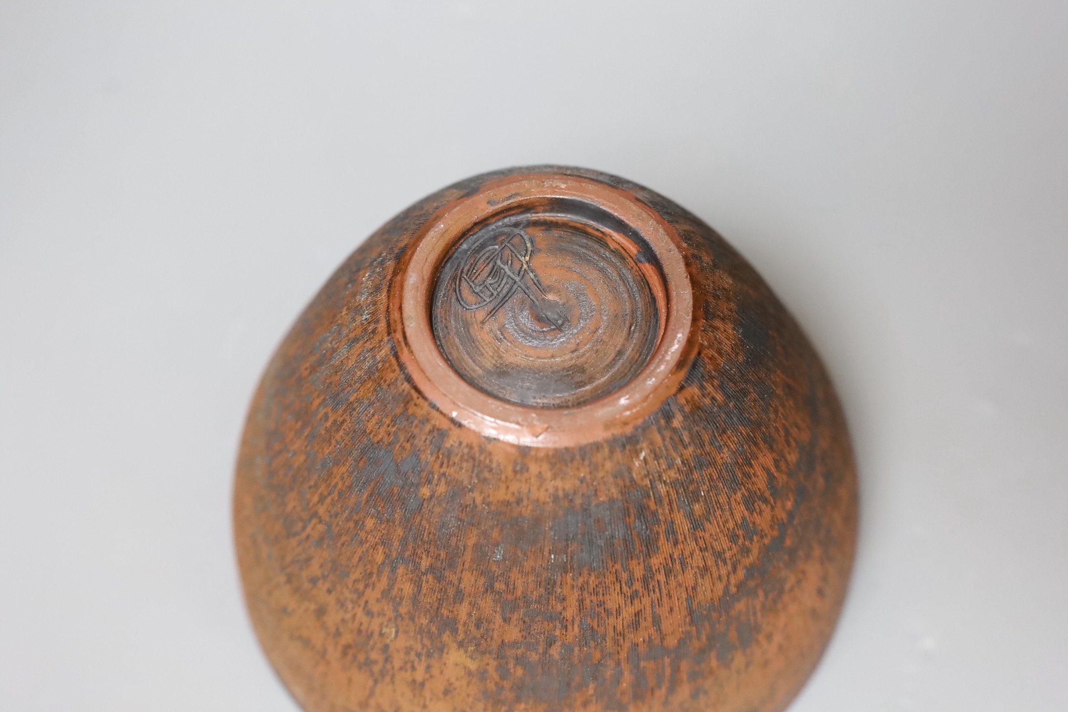 A Studio pottery flared conical vase, incised mark